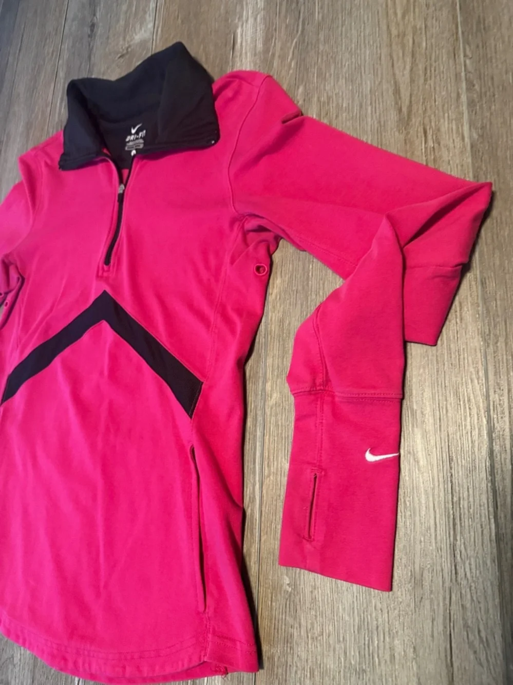 Nike Dri Fit Pink and Black Quarter-Zip Athletic Pullover